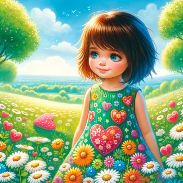 Das Bild zeigt mein Bild von Selbstliebe - ein kleines Mädchen auf einer Blumenwiese.